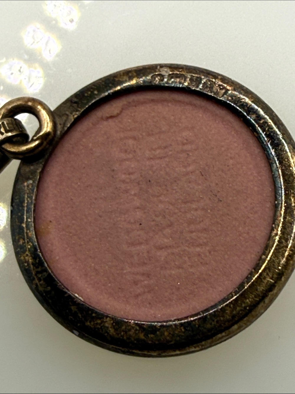 Antique sterling silver Pink lilac Wedgewood Cameo Disc Pendant charm cherub ⭐️ - Picture 10 of 16